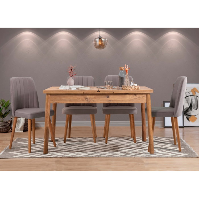 Hanah Home Santiago Atlantic Grey Conjunto de Mesa Extensible y Sillas Hanah Home Santiago Atlantic Grey Conjunto de Mesa Extensible y Sillas